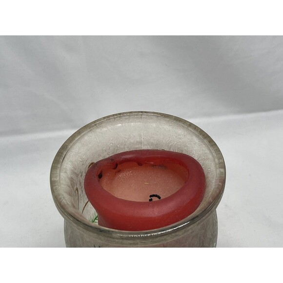 Heavy Crystal Frosted Glass Candle Holder 3-Footed Christmas Holiday Decor - Picture 6 of 11